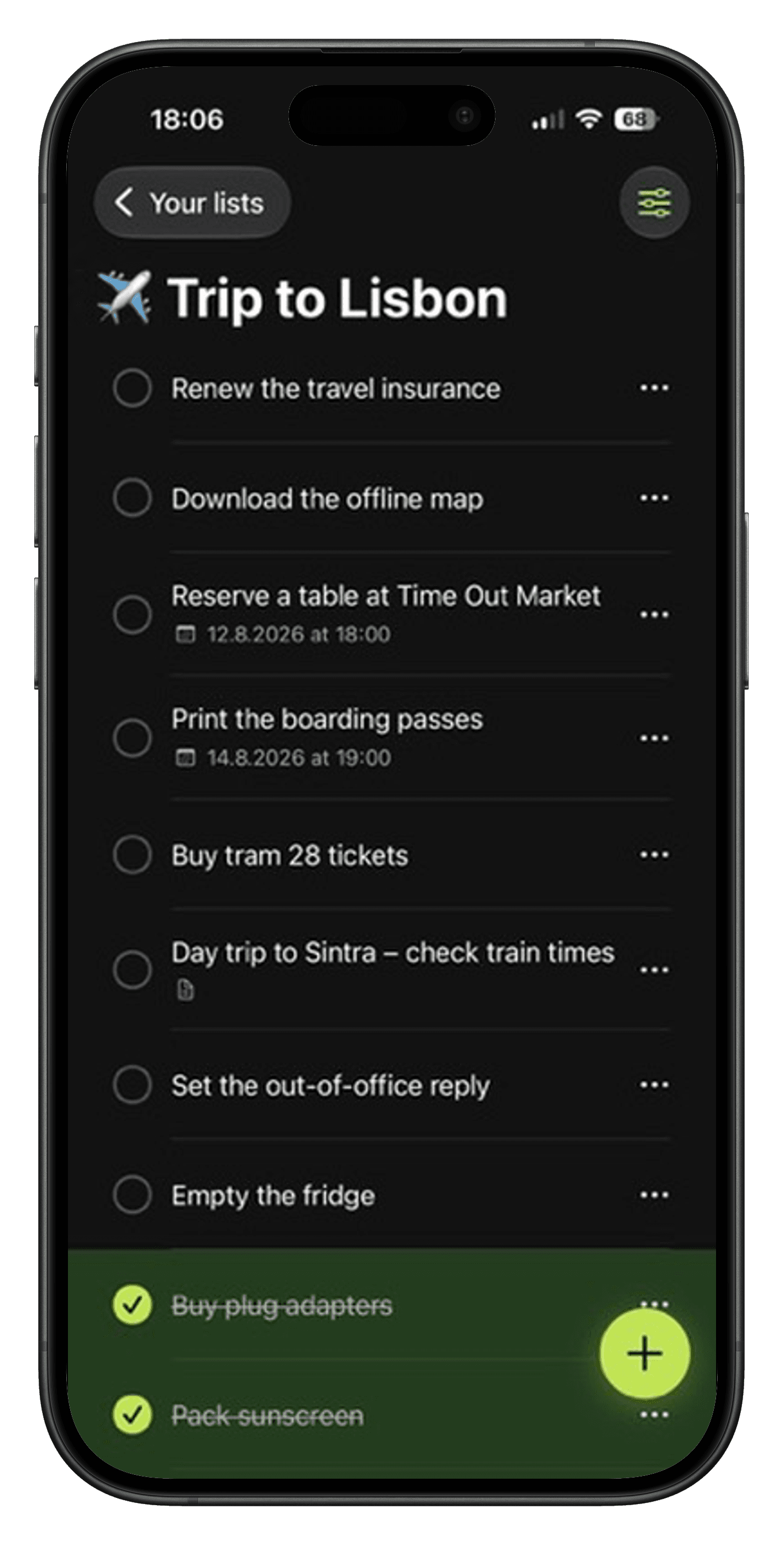 Tasks you can reorder