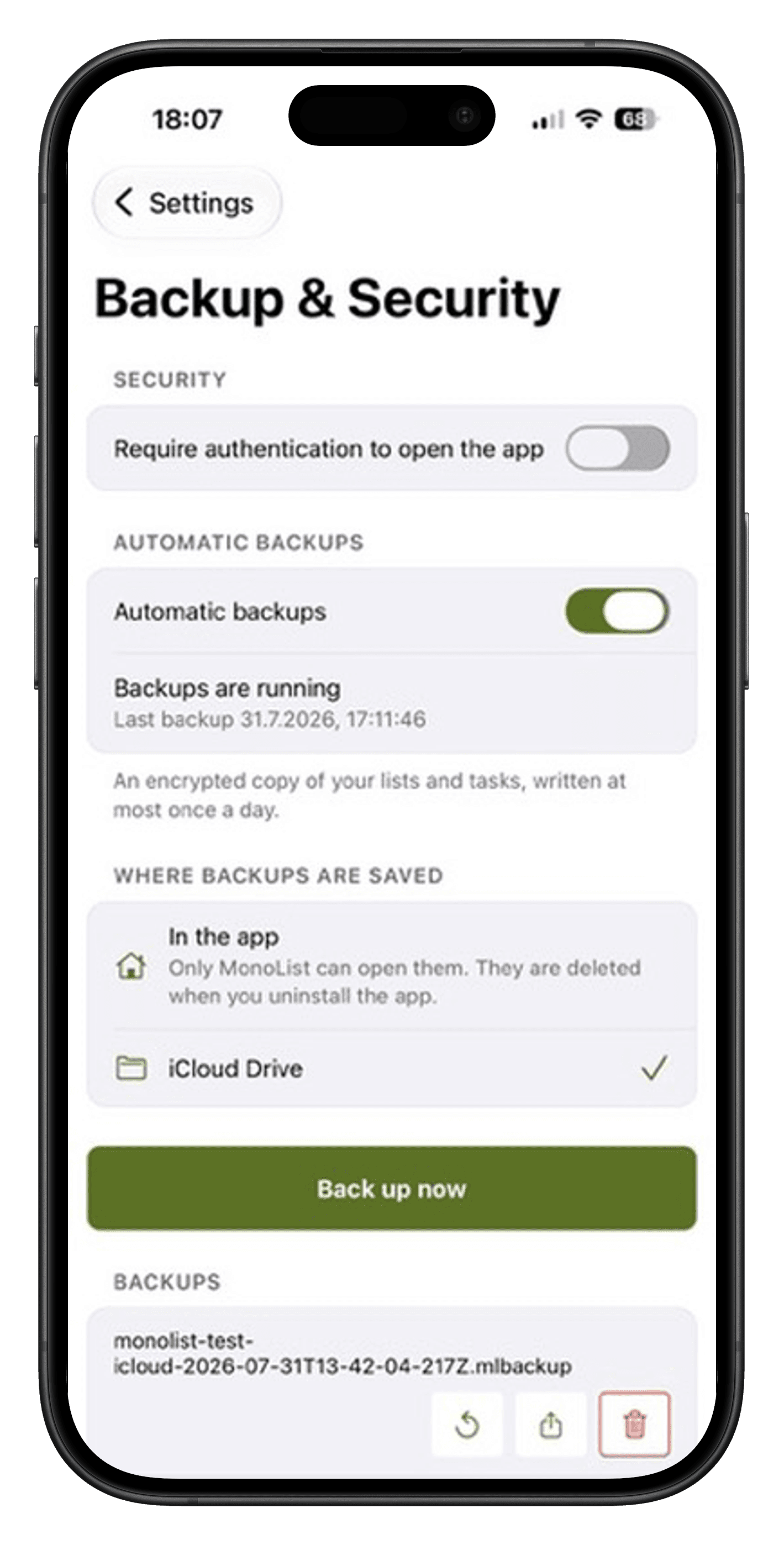 Automatic backups and restore
