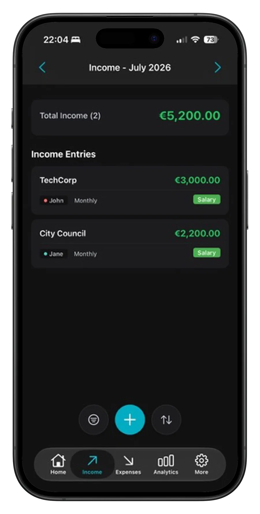 Income and expenses, side by side