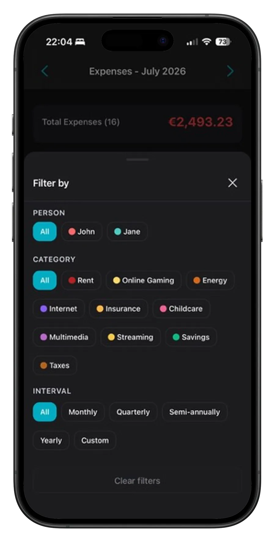 Categories in your own colors