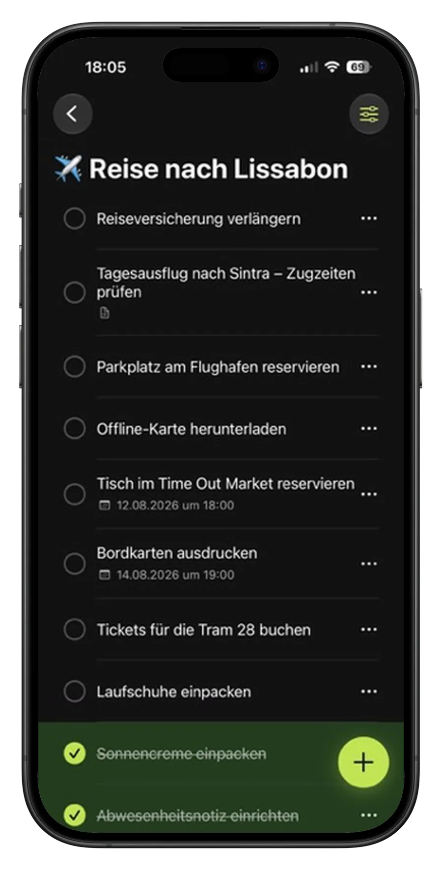 Aufgaben, die du sortieren kannst