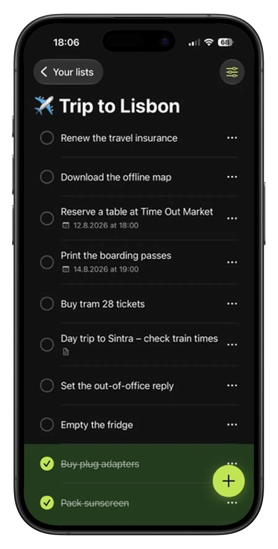 Tasks you can reorder